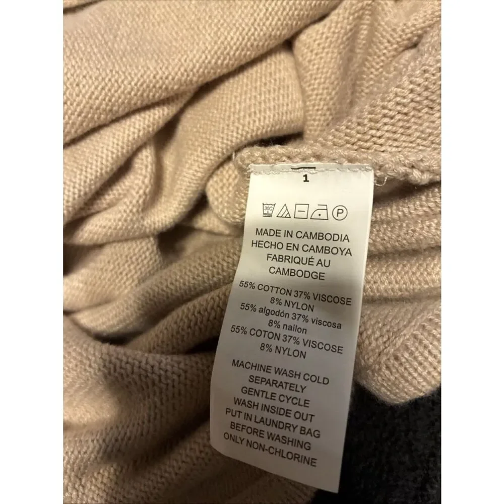 Michael Kors Solid Beige Knit Boat Neck Long Sleeve Sweater Tunic Xl